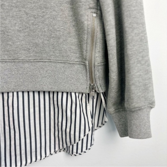 Derek Lam 10 Crosby Dark Gray Raglan Sweatshirt w/striped shirt-tail | Size Med - Picture 5 of 10